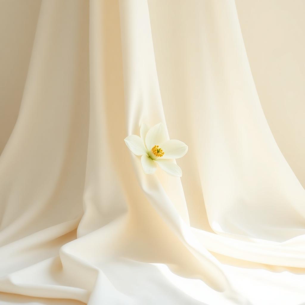 Soft silk fabric with a single magnolia flower